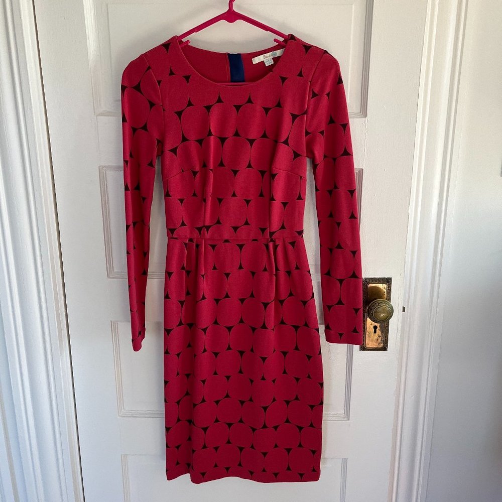 Boden Geometric Print Knit Sheath Dress - Womens 2R